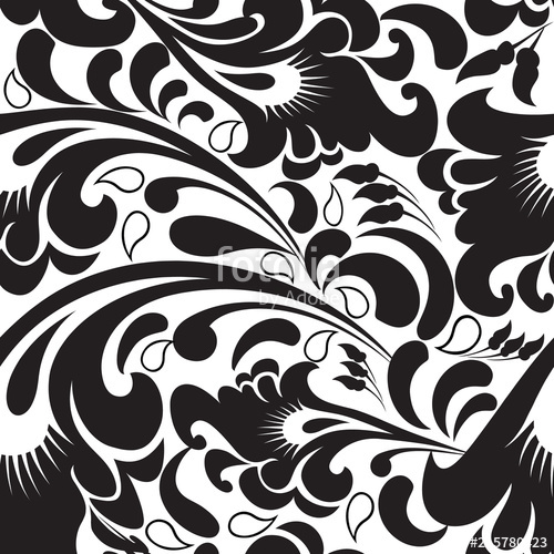 500x500 Black And White Paisley Vector Seamless Pattern Stock Image