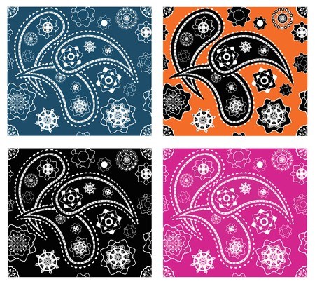 450x405 Collection Of Four Retro Seamless Indian Paisley Vector Patterns