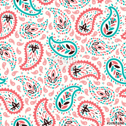 500x500 Traditional Colorful Paisley Vector Seamless Pattern Whimsical