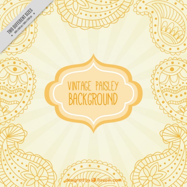626x626 Hand Drawn Yellow Paisley Background Vector Free Download