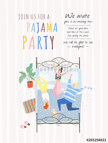 379x500 Pajama Party! Vector Poster, Cover Or Banner For A Fun Event