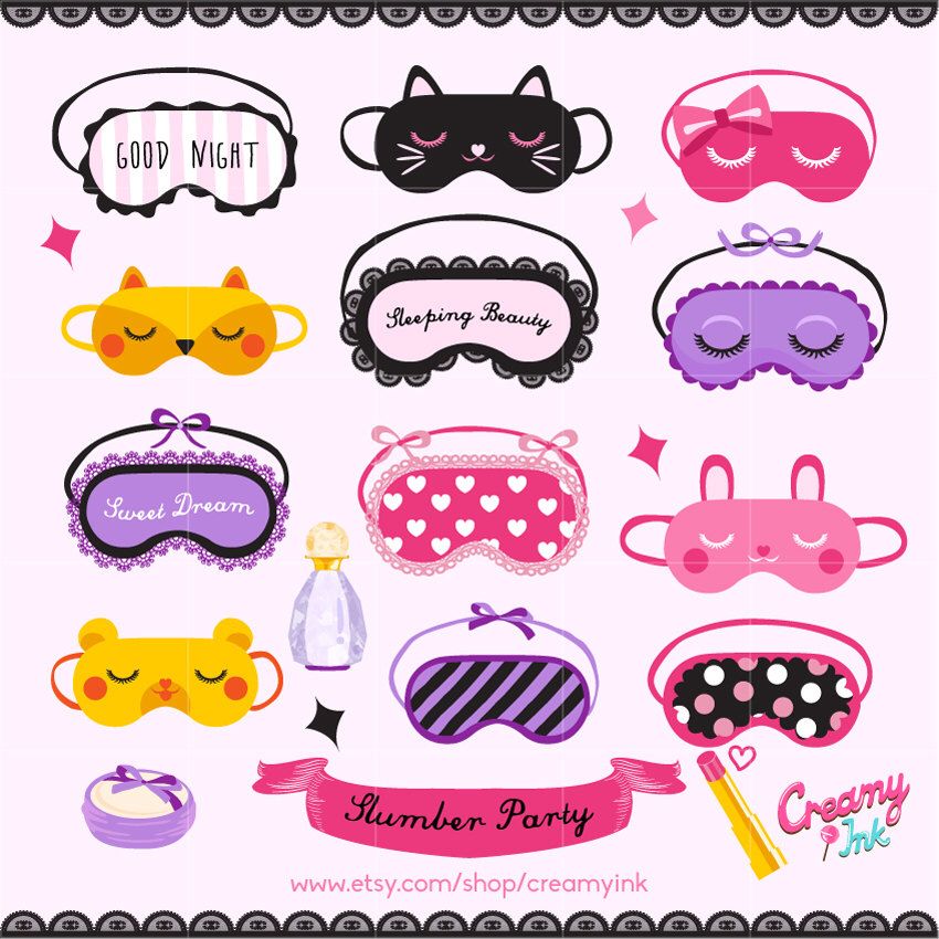 850x850 Slumber Party Digital Vector Clip Art Sleepover Clipart Design
