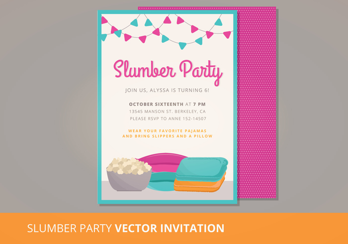 700x490 Slumber Party Vector Invitation