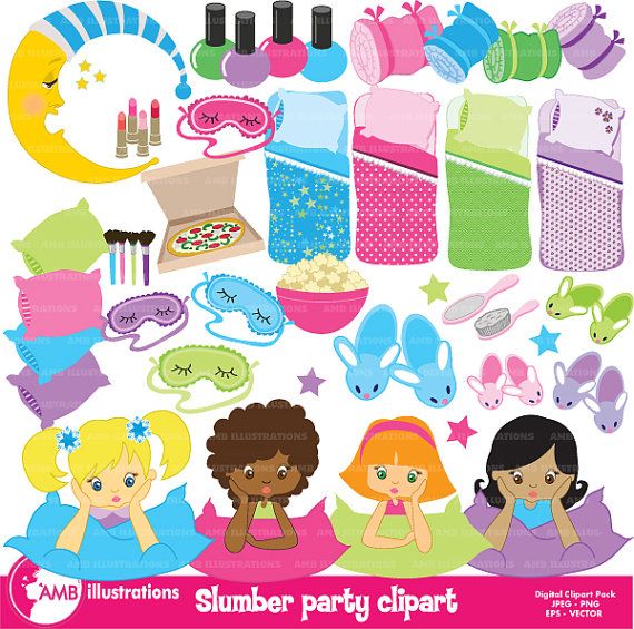 570x565 Slumber Party Clipart, Sleep Over Clipart, Girls Spa Night Clipart