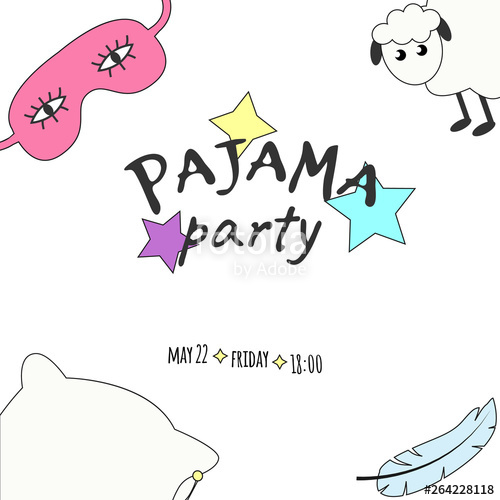 500x500 Vector Illustration With Sleeping Mask, Sheep, Feather, Pillow