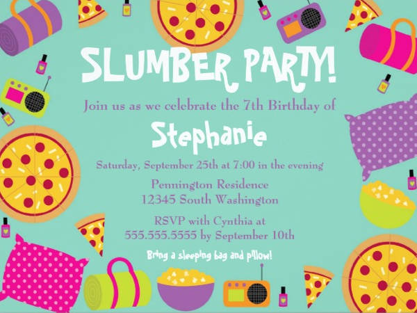 600x450 Slumber Party Invitations Free Templates