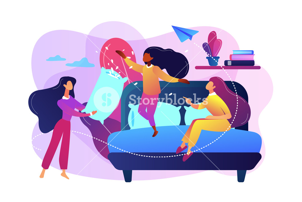 1000x667 Pajama Party Concept Vector Illustration Royalty Free Stock Image
