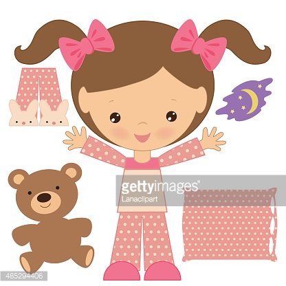 416x416 Girl In Pajama Vector Illustration Premium Clipart
