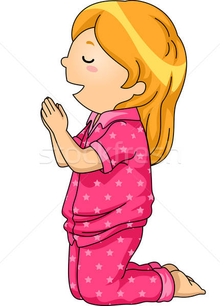 430x600 Kid Girl Pray Pajama Vector Illustration Lenm