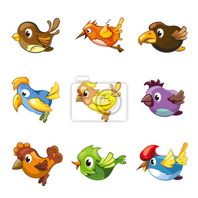 400x400 Iconos Divertidos De Los Vector De Aves De Dibujos