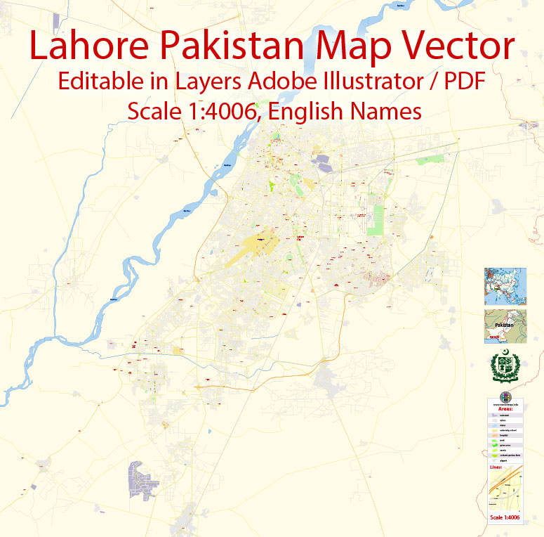 Lahore Vector Map Pakistan En City Plan Editable Illustrator 775x764 Lahore Vector Map Pakistan En City Plan Editable Illustrator