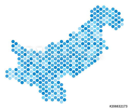 500x420 Blue Pixelated Pakistan Map Vector Geographic Map In Cold Blue