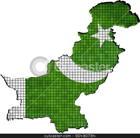450x444 Pakistan Map With Flag Inside Stock Vector