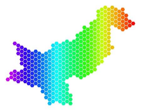450x356 Spectrum Hexagonal Pakistan Map Vector Geographic Map In Bright