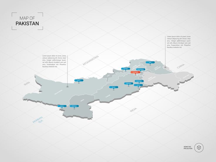 736x552 Vector Map Isometric Pakistan Map Stylized Vector Map