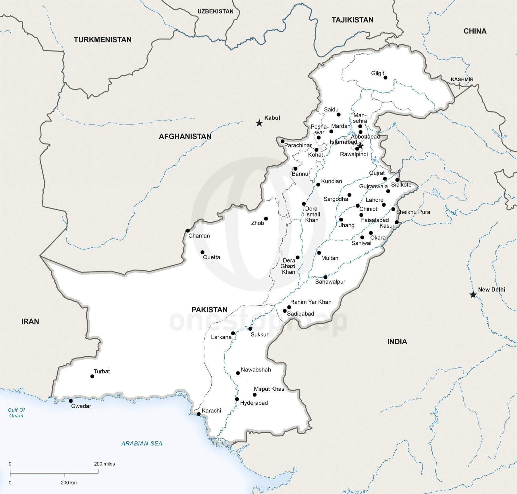 1800x1721 Vector Map Of Pakistan Political One Stop Map