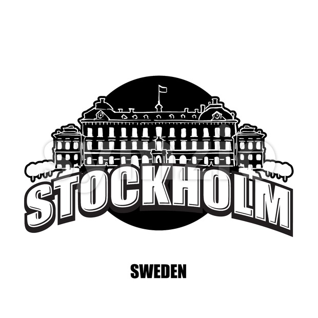 620x620 Stockholm Royal Palace Black And White Logo Vector Illustration