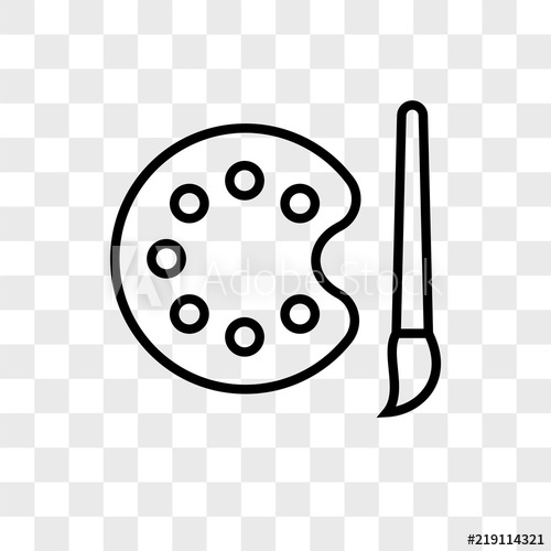 500x500 Paint Brush And Palette Vector Icon On Transparent Background