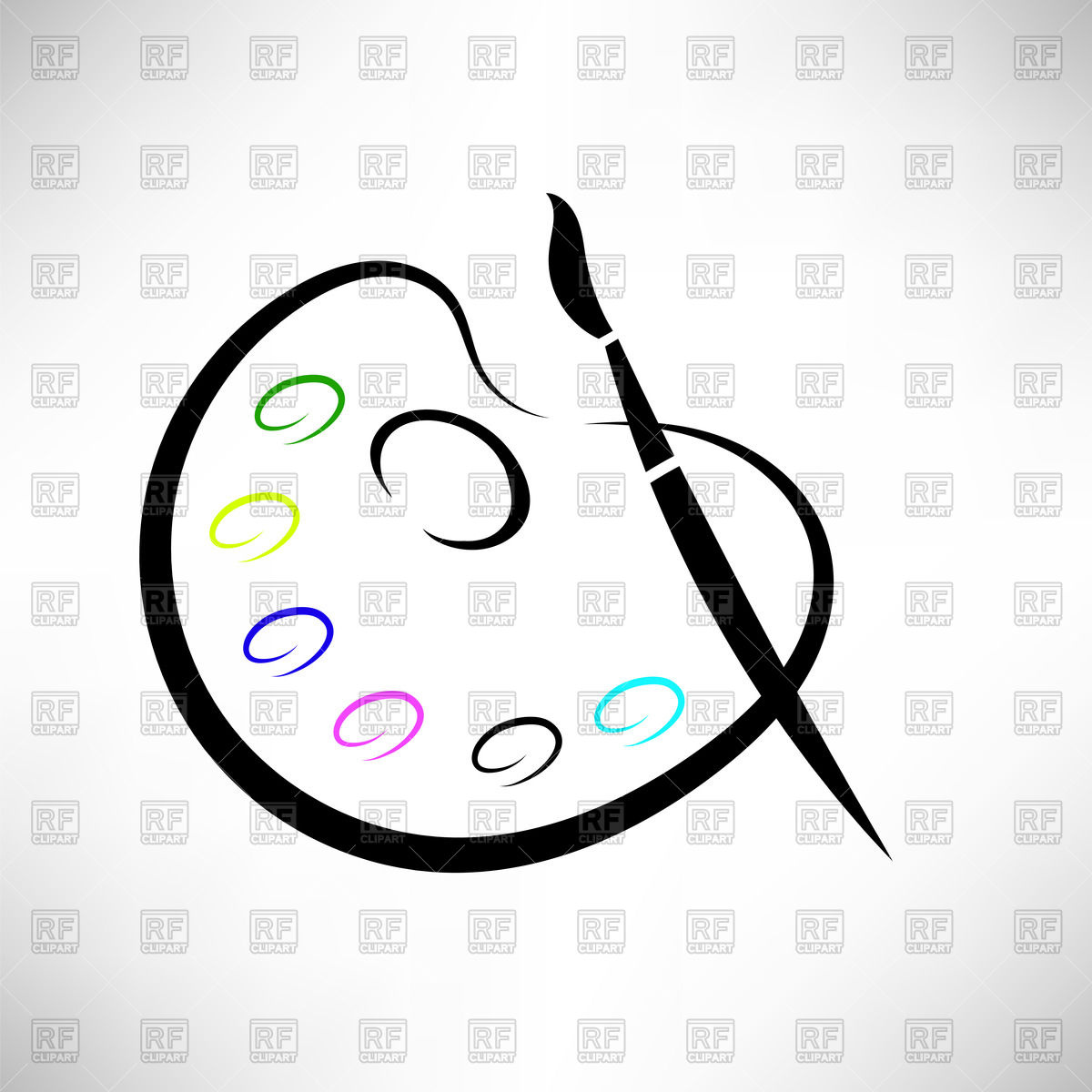 1200x1200 Paintbrush And Palette Vector Image Of Objects