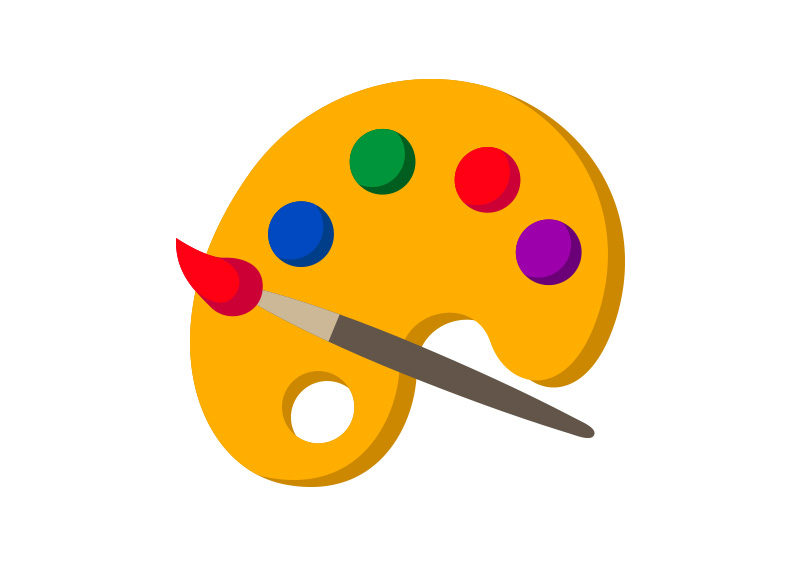 800x566 Art Palette With Paint Brush Flat Vector