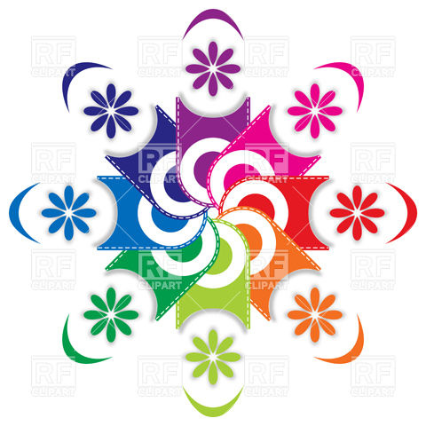 480x480 Retro Color Flower Shaped Palette Vector Image Of Design Elements