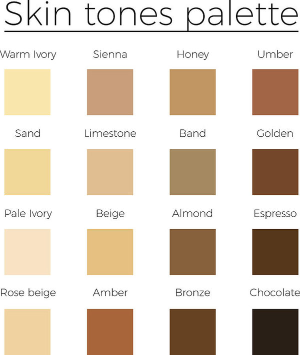 600x711 Skin Tones Color Palette Vector Art Print