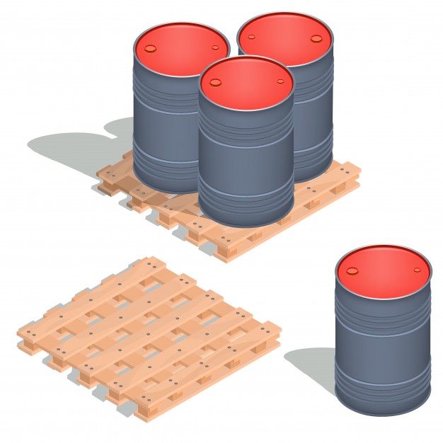 626x626 Vector Isometric Icons Of Barrels Of Oil On A Wooden Pallet Vector
