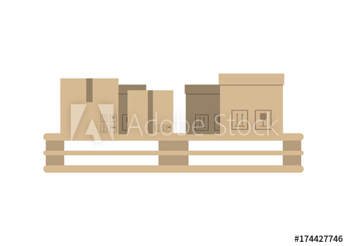 500x354 Cardboard Boxes On Pallet Vector Icon
