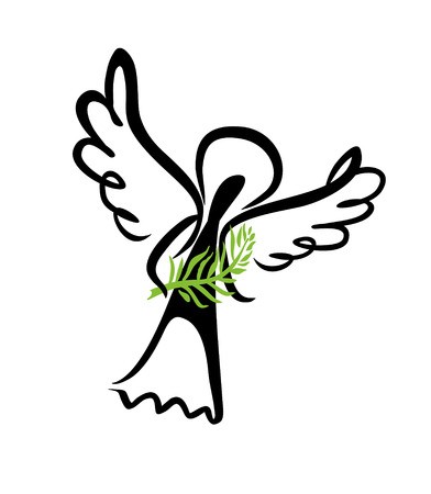 392x450 Painted Angel With A Palm Branch Simple Vector Illustration