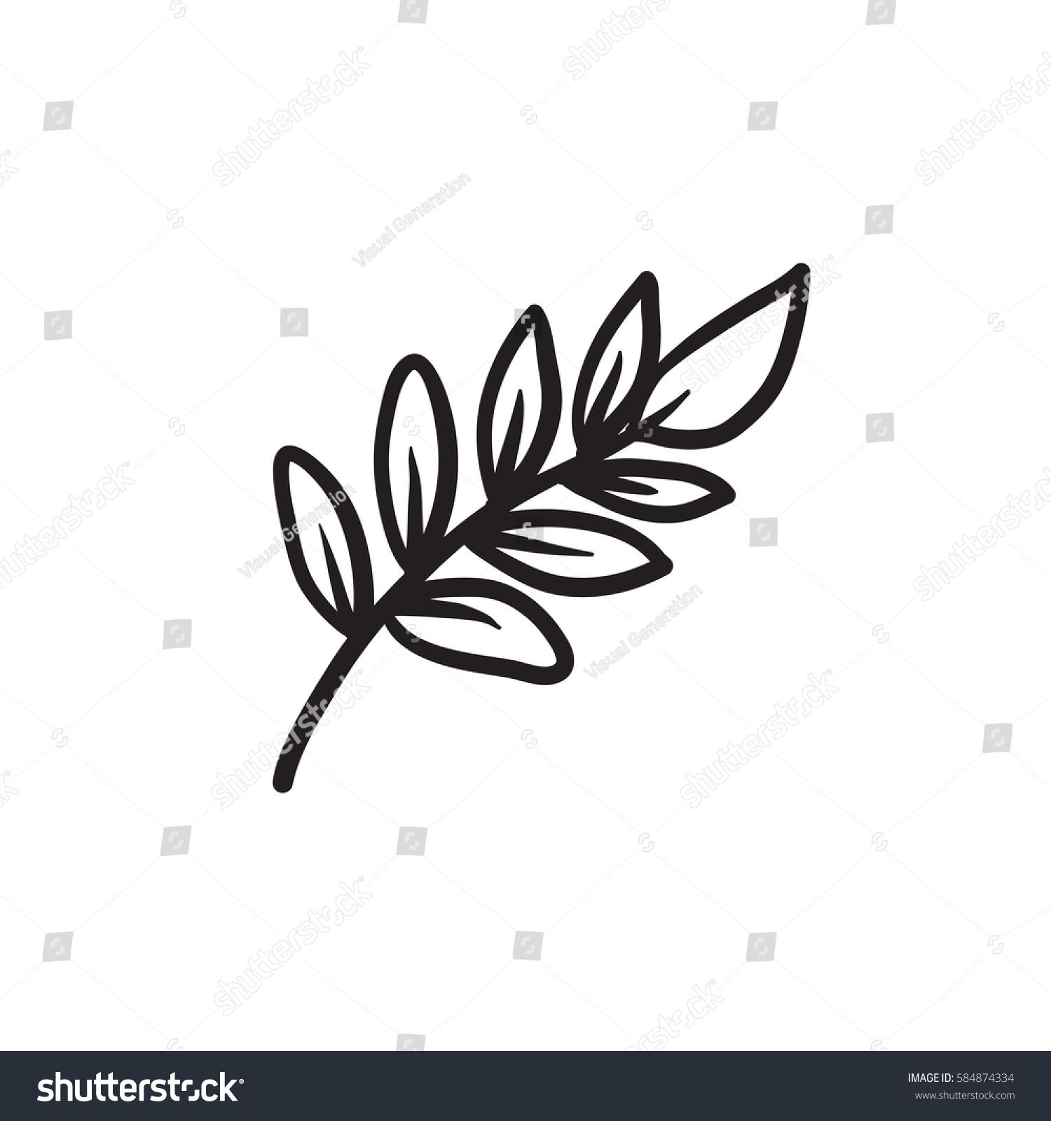 1500x1600 Palm Branch Vector Sketch Icon Isolated On Background Hand Drawn