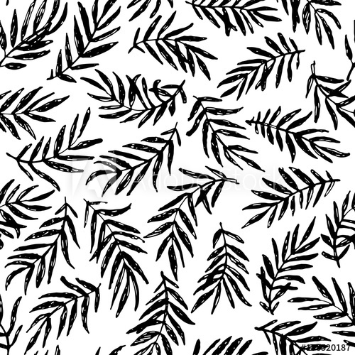 500x500 Seamless Palm Branch Pattern Hand Drawn Design Simple Background