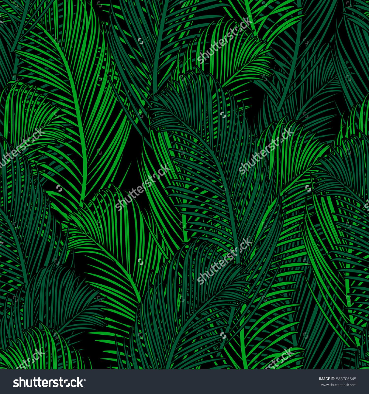 1500x1600 Seamless Tropical Pattern Of Palm Branch And Leaves Vector