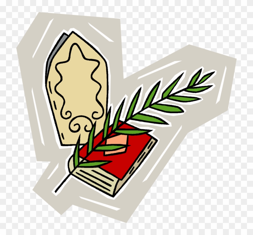 840x780 Vector Illustration Of Christian Bible With Palm Branch