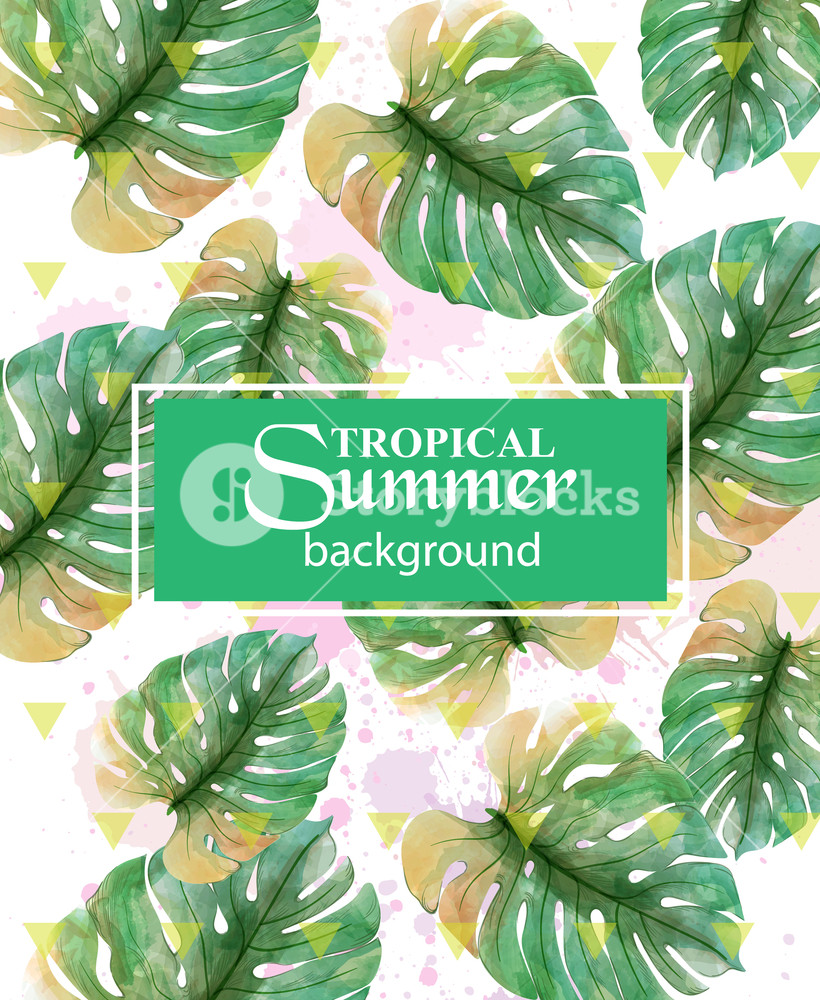 820x1000 Summer Tropic Palm Leaves Vector Exotic Hot Background