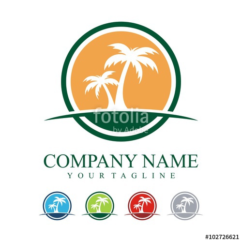 500x500 Palm Tree Logo, Circle Palm Design Logo Vector Stock Image