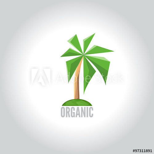 500x500 Conceptual Polygonal Palm Logo Abstract Vector Illustration, Low