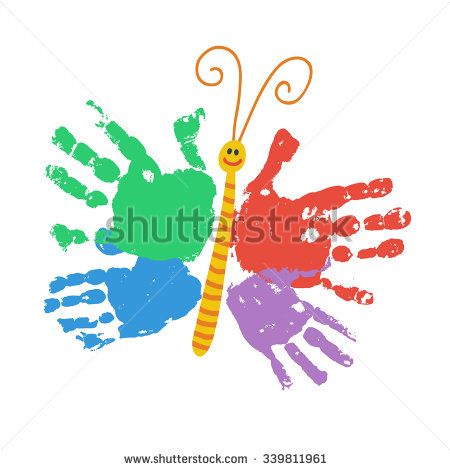 450x470 Handprint Butterfly Smiling Colorful Kids Palm Print Children