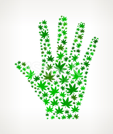 371x439 Palm Print On Marijuana Royalty Free Vector Art Pattern Stock