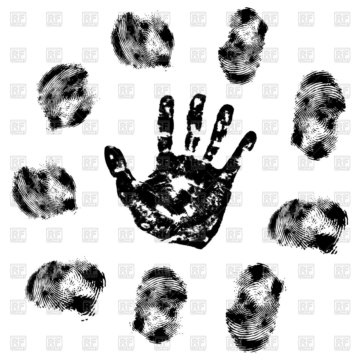 1200x1200 Palm Print And Scaned Fingerprint Vector Image Of Design Elements