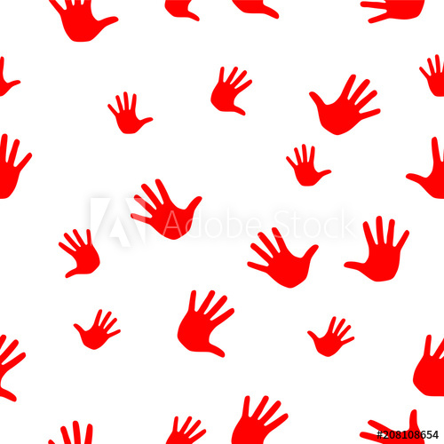 500x500 Red Hand Palm Print Seamless Pattern Illustration Vector