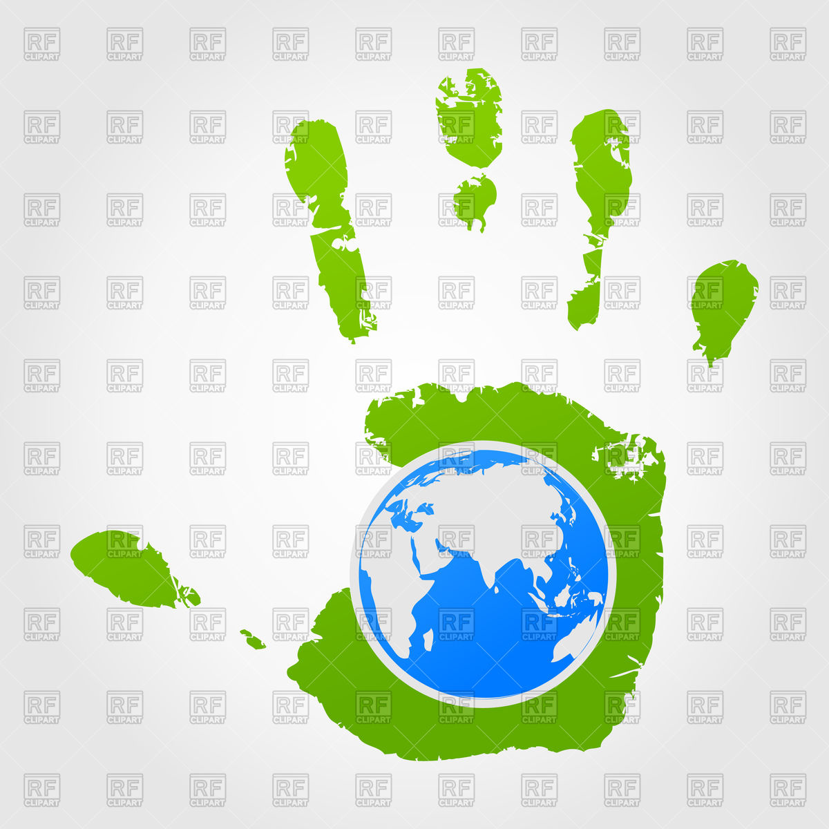 1200x1200 World On Palm Print Vector Image Of Icons And Emblems