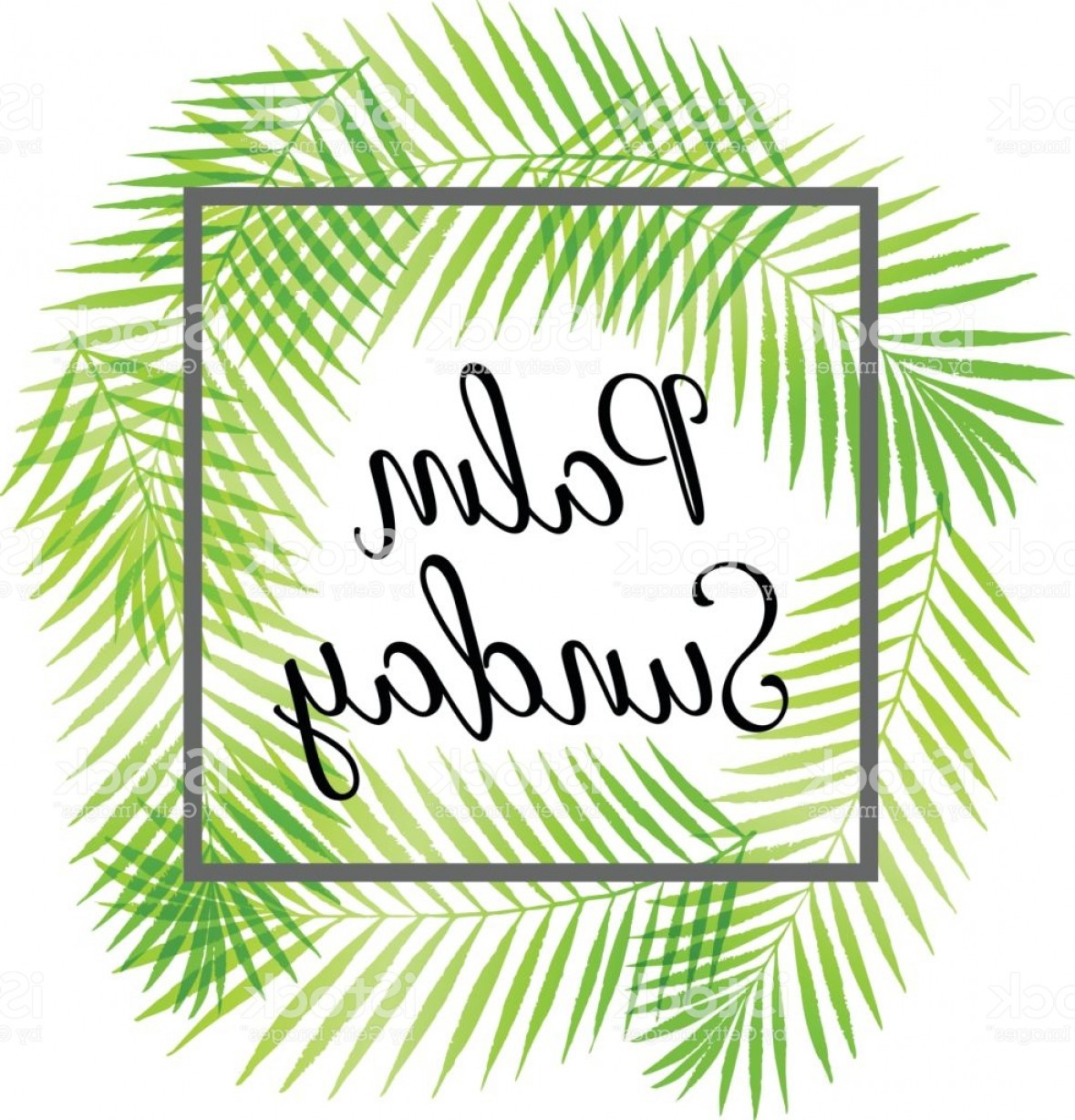 1179x1228 Palm Sunday Holiday Card Poster With Palm Leaves Border Frame