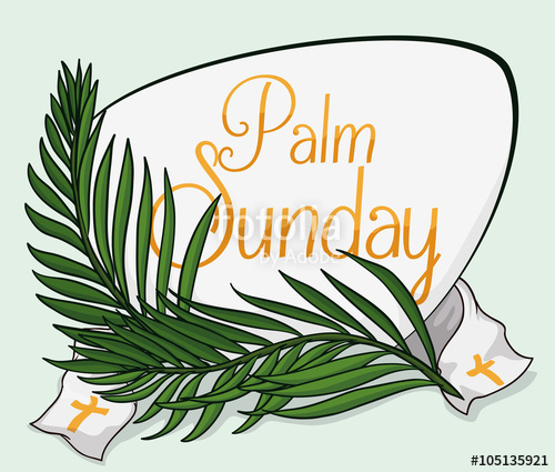 500x425 Palm Sunday Sign With Branches And Stole, Vector Illustration