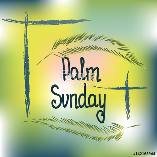 500x500 Handwritten Text Palm Sunday Vector Design Stock Image