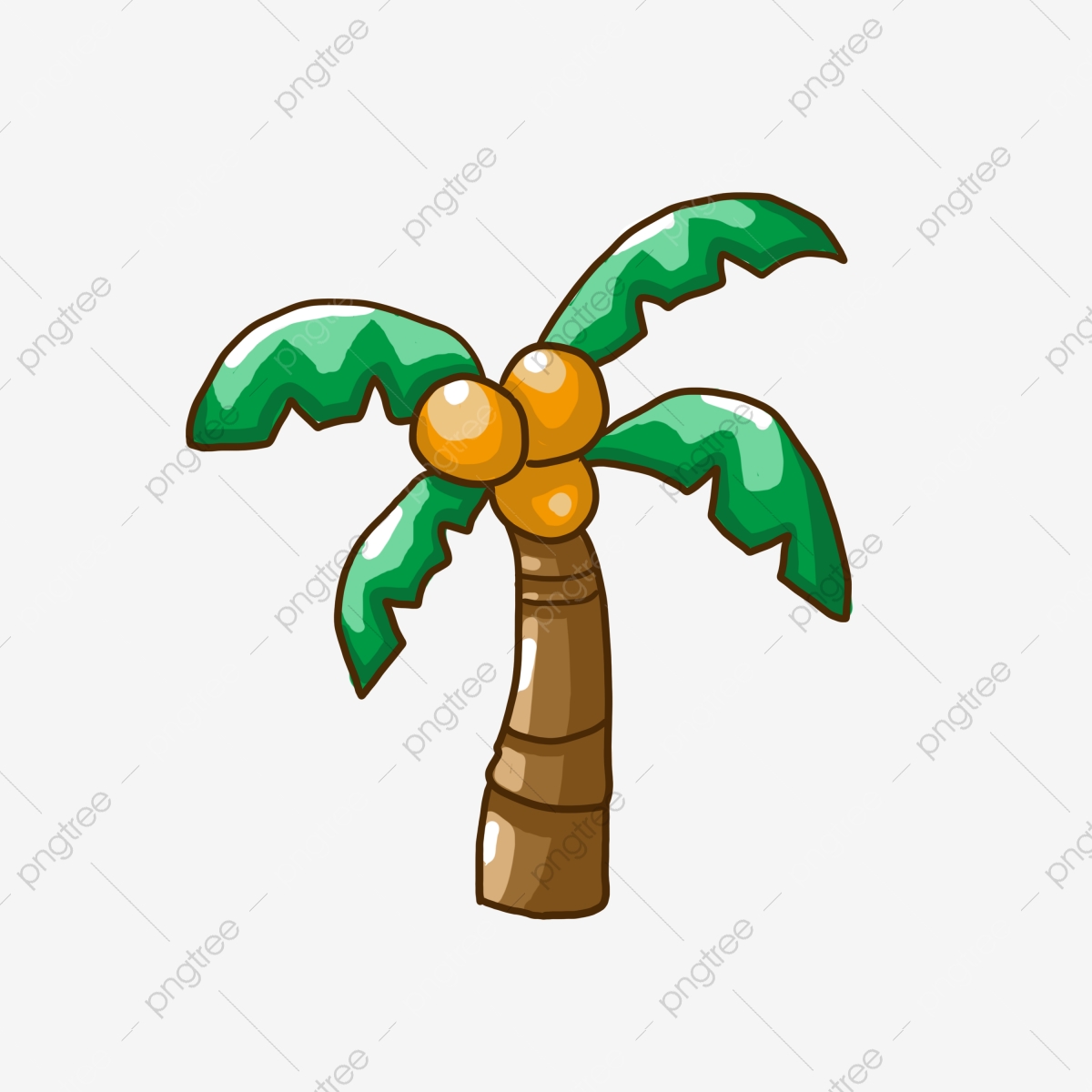 1200x1200 Palm Tree Hand Painted Download, Tree Clipart, Coconut Trees