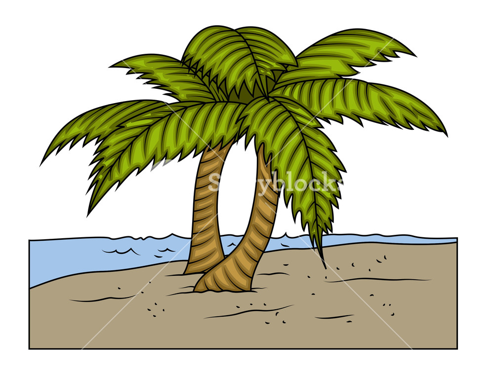 1000x748 Palm Trees At Island Vector Royalty Free Stock Image