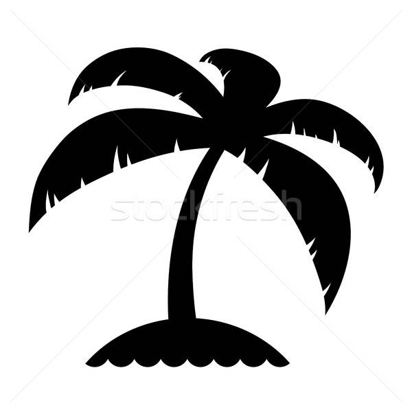 600x600 Vacation Icon Of A Palm Tree On An Island Vector Illustration