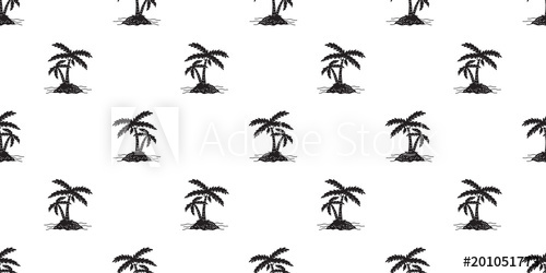 500x250 Palm Tree Seamless Pattern Coconut Tree Island Vector Isolated Sea