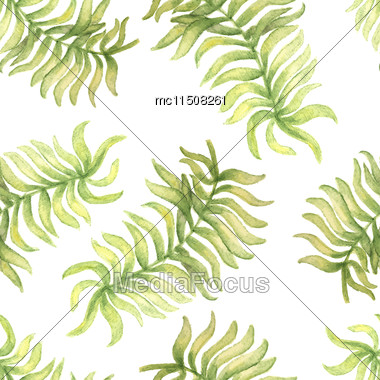 380x380 Watercolor Seamless Pattern Palm Tree Leaf Vector Illustration