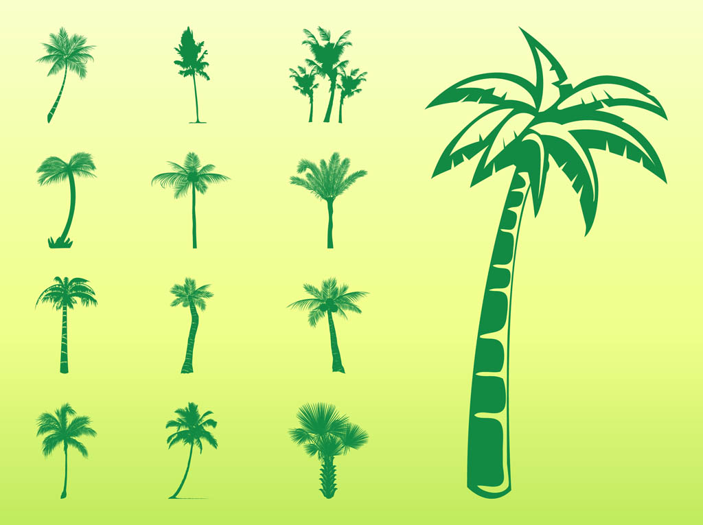1024x765 Palm Trees Silhouettes Set Vector Art Graphics